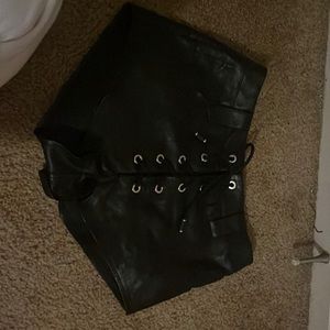 Lioness Black Lace Up Shorts